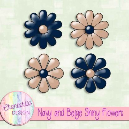 Free navy and beige shiny flowers