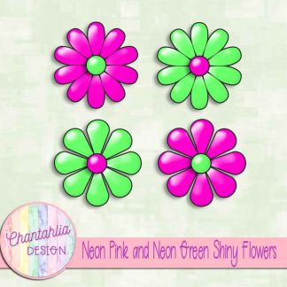 Free neon pink and neon green shiny flowers
