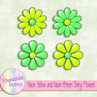 Free neon yellow and neon green shiny flowers