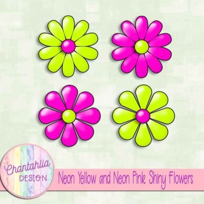 Free neon yellow and neon pink shiny flowers