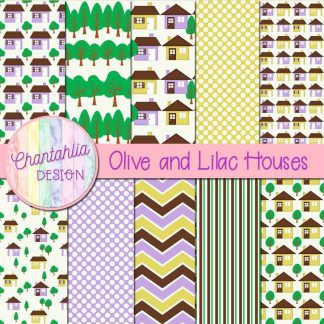 Free olive and lilac houses digital papers