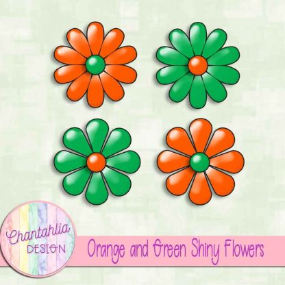 Free orange and green shiny flowers