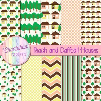Free peach and daffodil houses digital papers