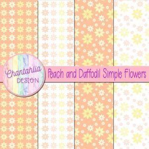 Peach and Daffodil Simple Flowers Digital Papers