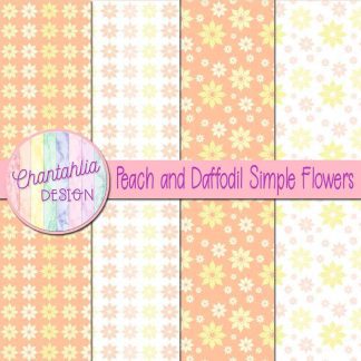 Free peach and daffodil simple flowers digital papers