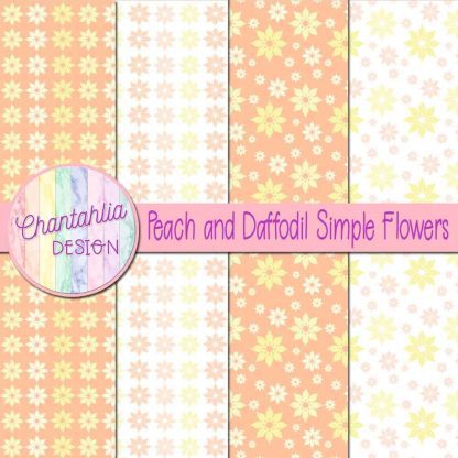 Free peach and daffodil simple flowers digital papers