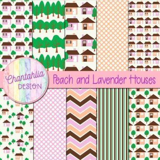 Free peach and lavender houses digital papers