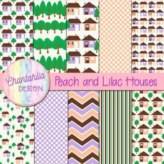 Free peach and lilac houses digital papers