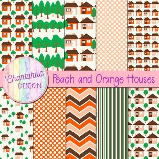 Free peach and orange houses digital papers
