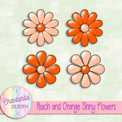Free peach and orange shiny flowers