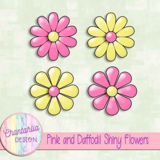 Free pink and daffodil shiny flowers