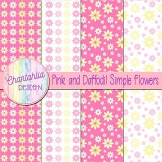 Free pink and daffodil simple flowers digital papers