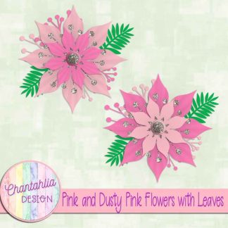 Free pink and dusty pink flowers with leaves