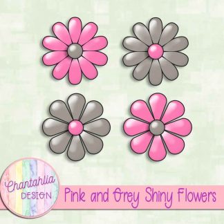 Free pink and grey shiny flowers