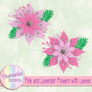 Free pink and lavender flowers with leaves