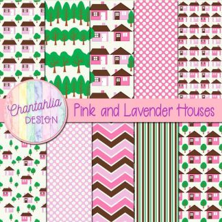 Free pink and lavender houses digital papers