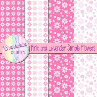 Free pink and lavender simple flowers digital papers