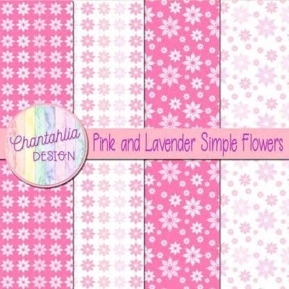 Free pink and lavender simple flowers digital papers