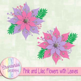 Free pink and lilac flowers with leaves