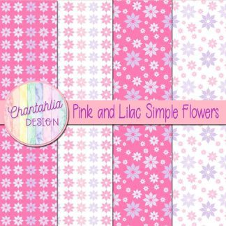 Free pink and lilac simple flowers digital papers