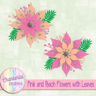 Free pink and peach flowers with leaves