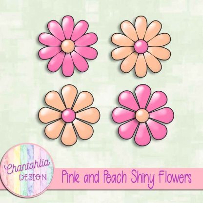 Free pink and peach shiny flowers