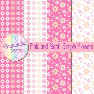 Free pink and peach simple flowers digital papers