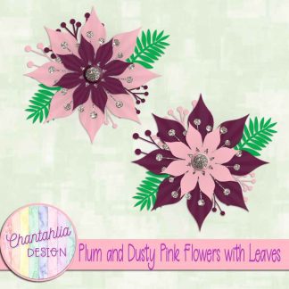 Free plum and dusty pink flowers with leaves
