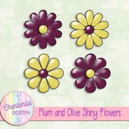 Free plum and olive shiny flowers