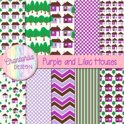 Free purple and lilac houses digital papers