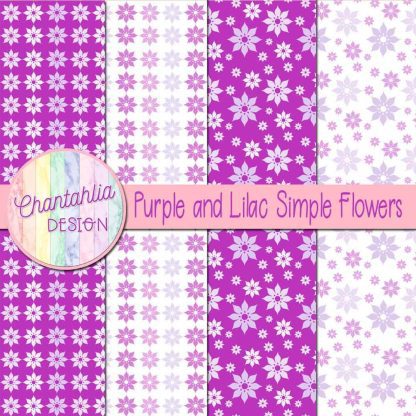 Free purple and lilac simple flowers digital papers
