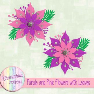 Free purple and pink flowers with leaves