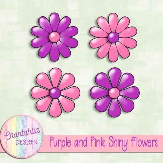 Free purple and pink shiny flowers