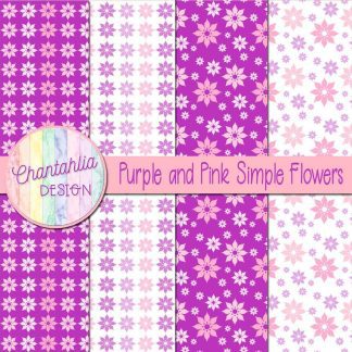 Free purple and pink simple flowers digital papers