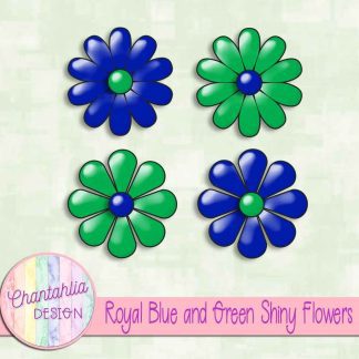 Free royal blue and green shiny flowers
