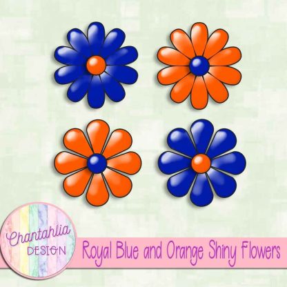 Free royal blue and orange shiny flowers