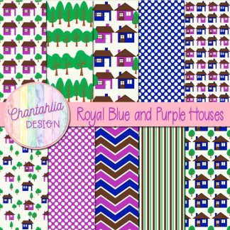 Free royal blue and purple houses digital papers