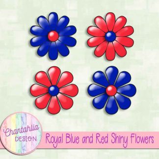 Free royal blue and red shiny flowers