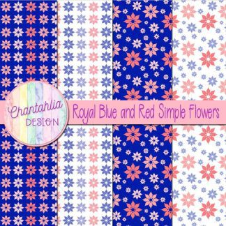 Free royal blue and red simple flowers digital papers