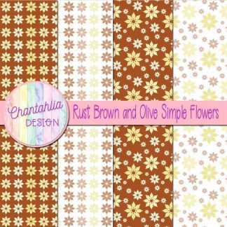 Free rust brown and olive simple flowers digital papers