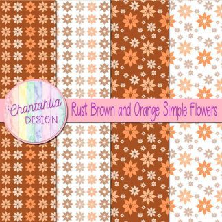 Free rust brown and orange simple flowers digital papers