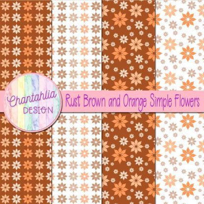 Free rust brown and orange simple flowers digital papers