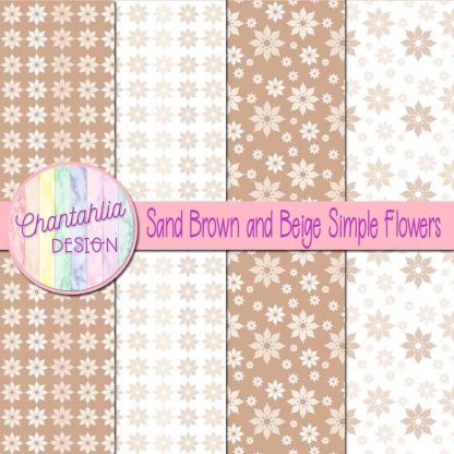 Free sand brown and beige simple flowers digital papers