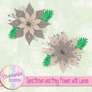 Free sand brown and grey flowers with leaves