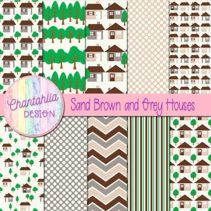 Free sand brown and grey houses digital papers