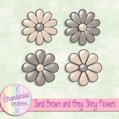 Free sand brown and grey shiny flowers