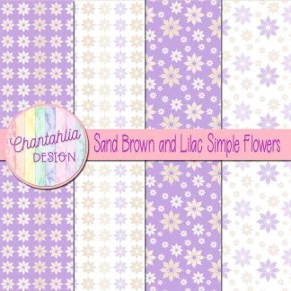 Free sand brown and lilac simple flowers digital papers