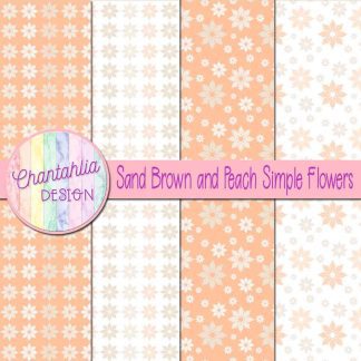 Free sand brown and peach simple flowers digital papers