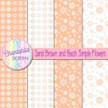 Free sand brown and peach simple flowers digital papers