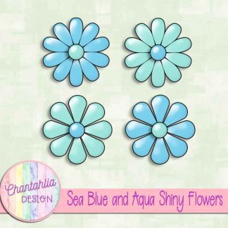 Free sea blue and aqua shiny flowers
